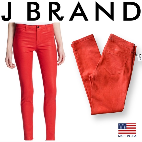 J Brand Sample Coated Red Super Skinny Jeans 29” - Picture 4 of 11